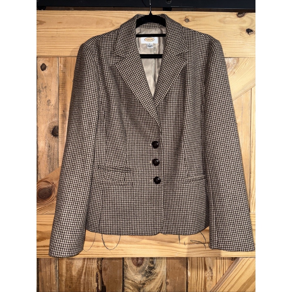Talbots Blazer Womens Size 4 Brown Herringbone Wool Button Heritage